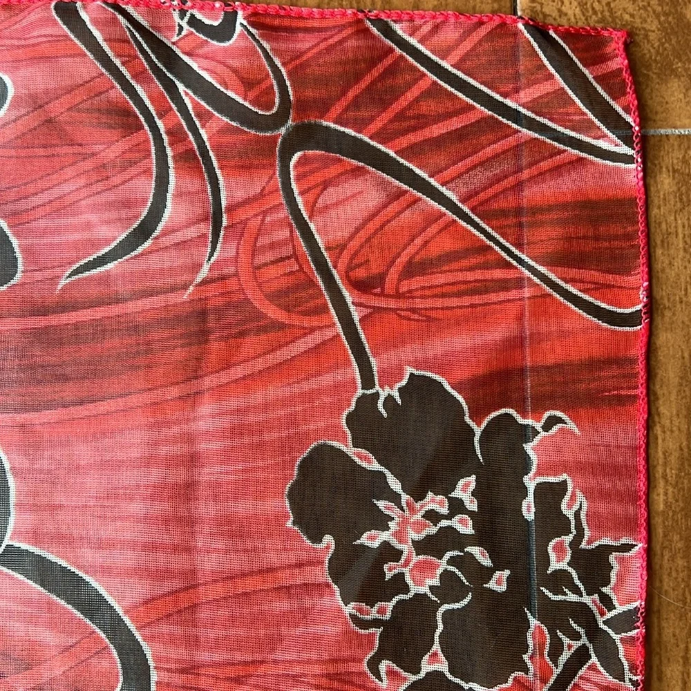 Red and Black Floral Scarf